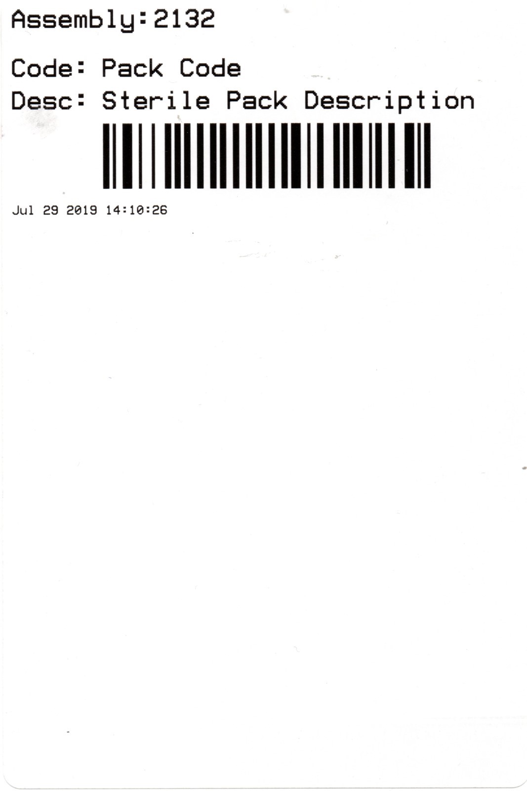 Linenmaster assembly label examples