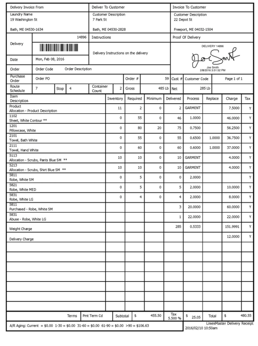 Delivery Receipt Examples