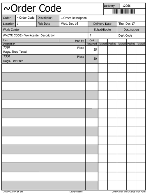 Workcenter pick form examples