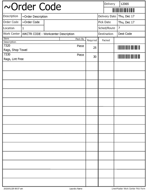 Workcenter pick form examples
